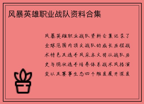 风暴英雄职业战队资料合集